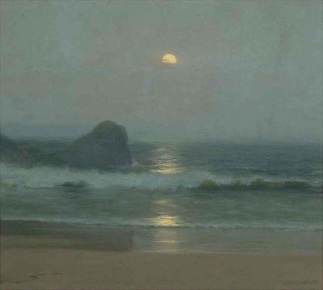 Lionel Walden Moonlight Over the Coast, oil painting by Lionel Walden oil painting picture